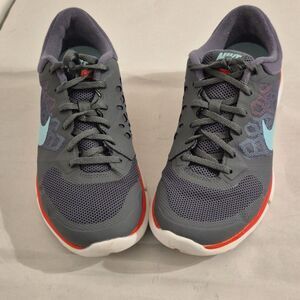 Nike Flex Trainer 5 Running Shoes 8 Gray Pink Blue Lightweight Athletic Sneakers